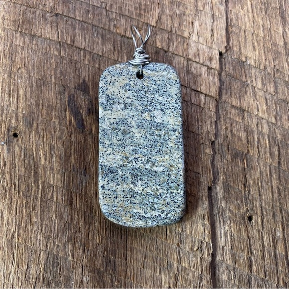 Speckled Dalmatian Polished Jasper Epitaph Stone Necklace Pendant - Picture 2 of 3